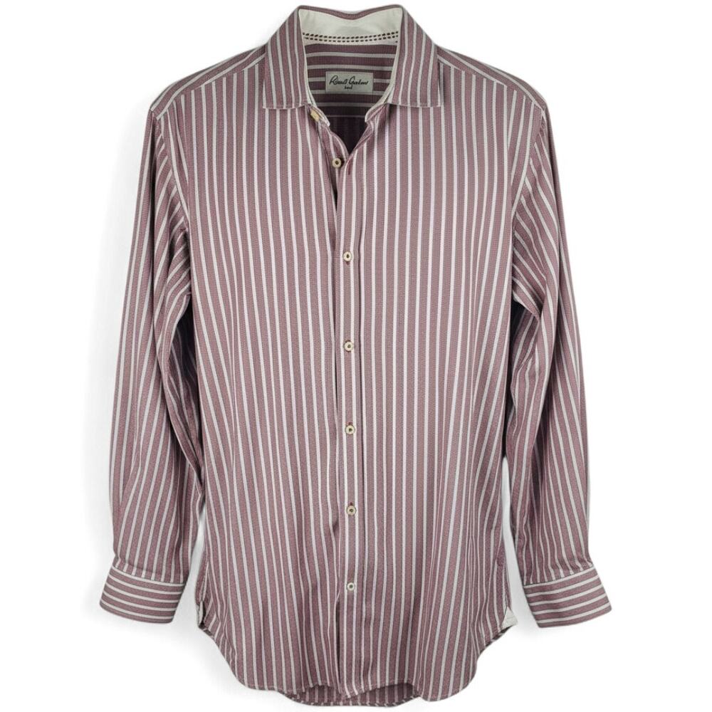 ROBERT GRAHAM Striped Button Down Shirt Men's 41/16 Large Elevated Casual Luxury